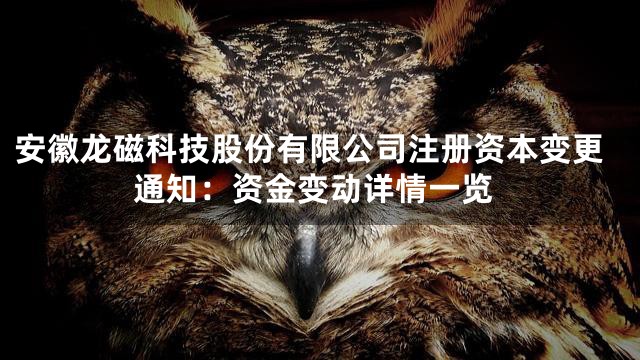 安徽龙磁科技股份有限公司注册资本变更通知：资金变动详情一览