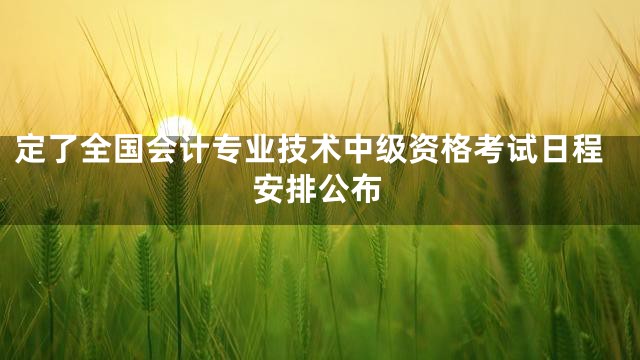 定了全国会计专业技术中级资格考试日程安排公布