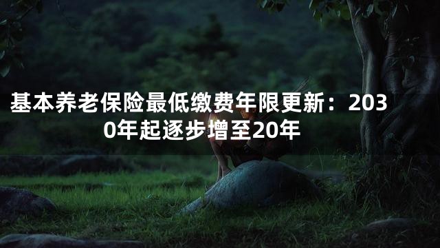 基本养老保险最低缴费年限更新：2030年起逐步增至20年