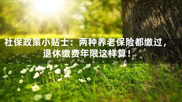 社保政策小贴士：两种养老保险都缴过，退休缴费年限这样算！