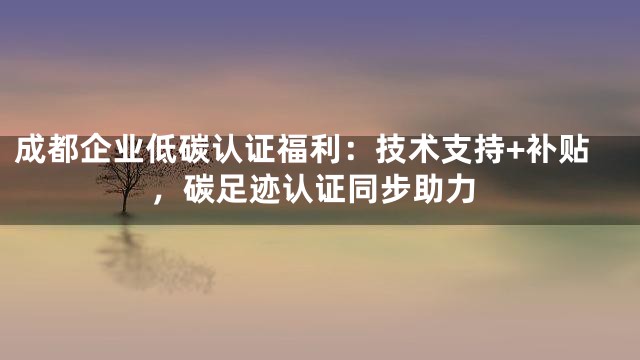 成都企业低碳认证福利：技术支持+补贴，碳足迹认证同步助力