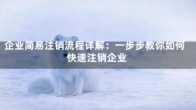 企业简易注销流程详解：一步步教你如何快速注销企业