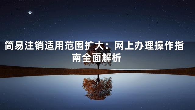 简易注销适用范围扩大：网上办理操作指南全面解析