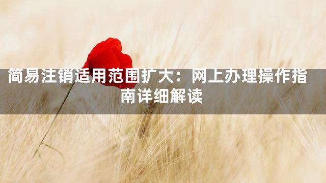 简易注销适用范围扩大：网上办理操作指南详细解读