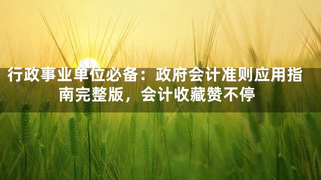 行政事业单位必备：政府会计准则应用指南完整版，会计收藏赞不停