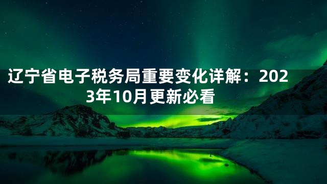 辽宁省电子税务局重要变化详解：2023年10月更新必看