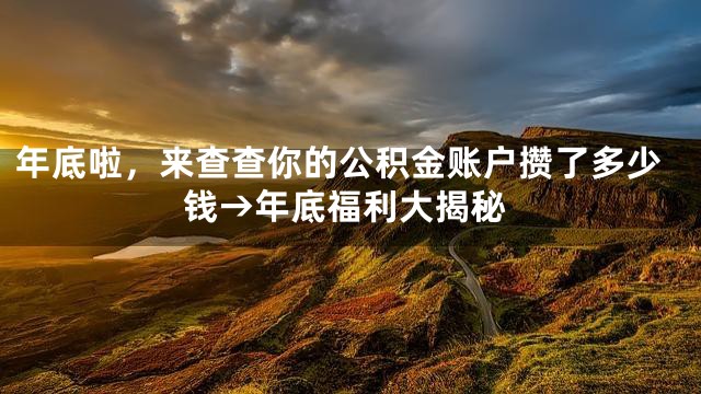 年底啦，来查查你的公积金账户攒了多少钱→年底福利大揭秘
