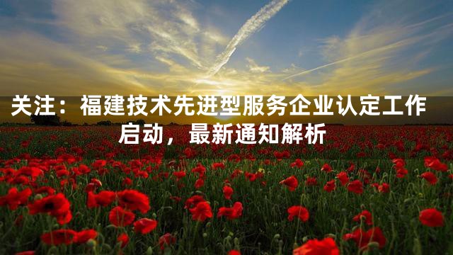 关注：福建技术先进型服务企业认定工作启动，最新通知解析