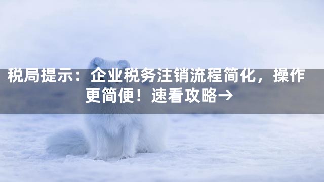 税局提示：企业税务注销流程简化，操作更简便！速看攻略→