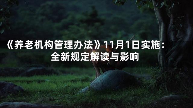 《养老机构管理办法》11月1日实施：全新规定解读与影响