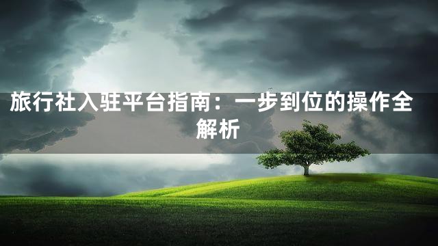 旅行社入驻平台指南：一步到位的操作全解析