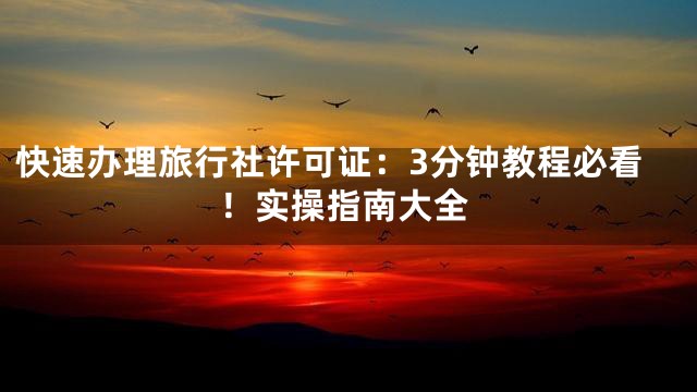 快速办理旅行社许可证：3分钟教程必看！实操指南大全