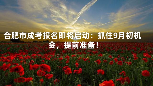 合肥市成考报名即将启动：抓住9月初机会，提前准备！