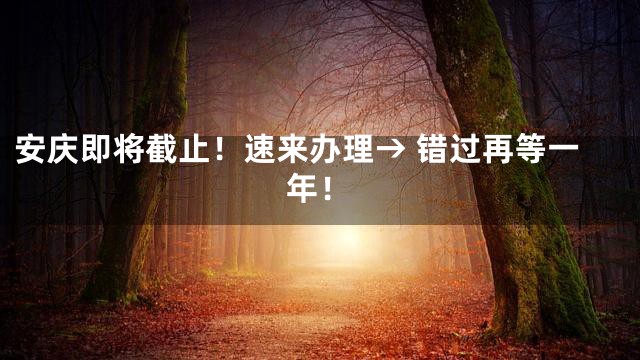 安庆即将截止！速来办理→ 错过再等一年！