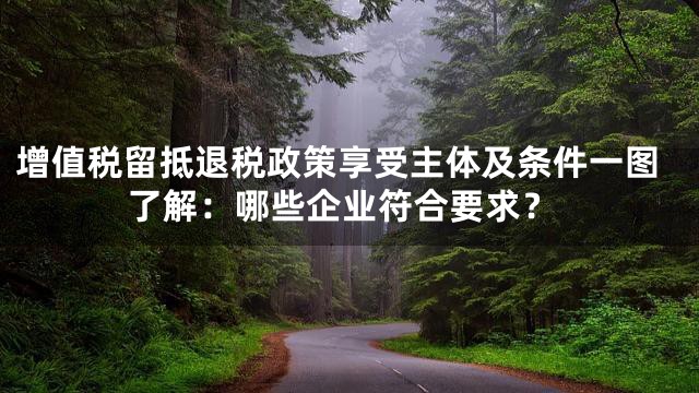 增值税留抵退税政策享受主体及条件一图了解：哪些企业符合要求？