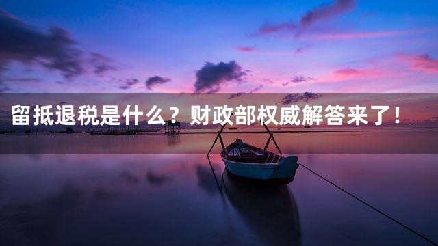 留抵退税是什么？财政部权威解答来了！