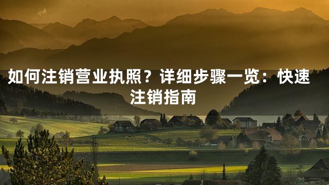如何注销营业执照？详细步骤一览：快速注销指南