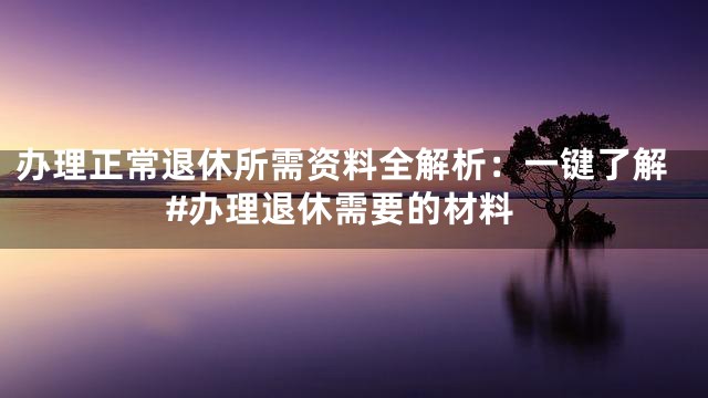 办理正常退休所需资料全解析：一键了解#办理退休需要的材料