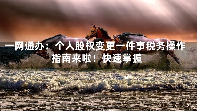 一网通办：个人股权变更一件事税务操作指南来啦！快速掌握