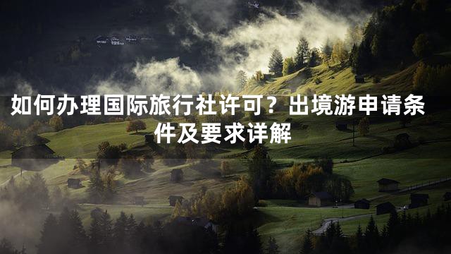 如何办理国际旅行社许可？出境游申请条件及要求详解