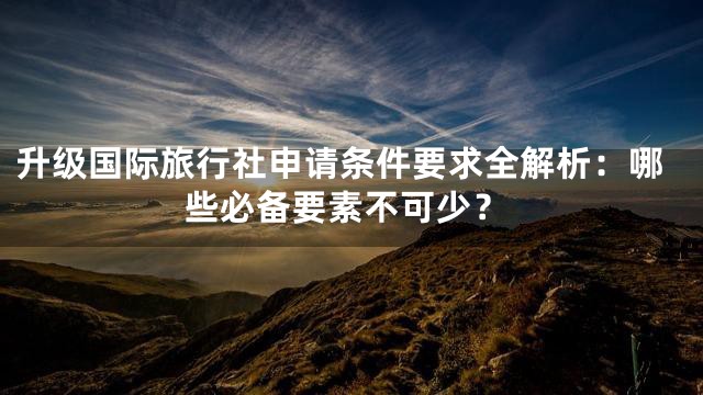 升级国际旅行社申请条件要求全解析：哪些必备要素不可少？