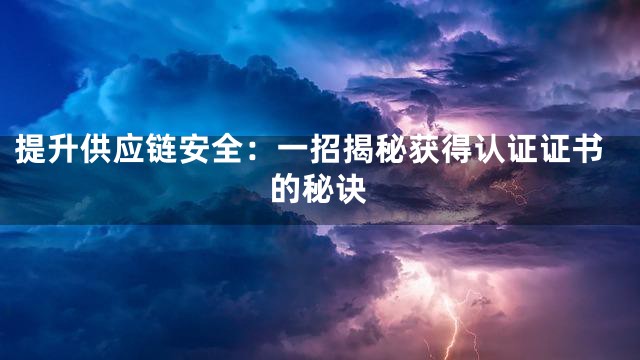 提升供应链安全：一招揭秘获得认证证书的秘诀