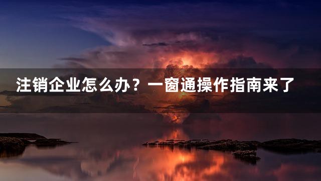 注销企业怎么办？一窗通操作指南来了