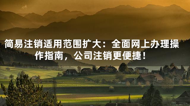 简易注销适用范围扩大：全面网上办理操作指南，公司注销更便捷！