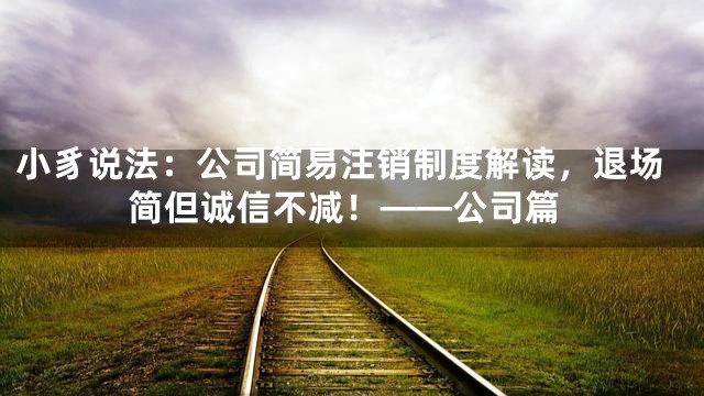 小豸说法：公司简易注销制度解读，退场简但诚信不减！——公司篇