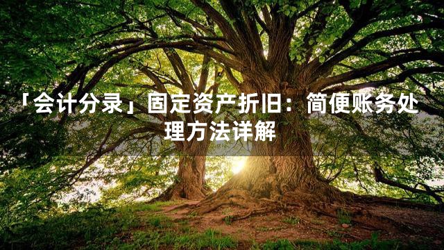 「会计分录」固定资产折旧：简便账务处理方法详解