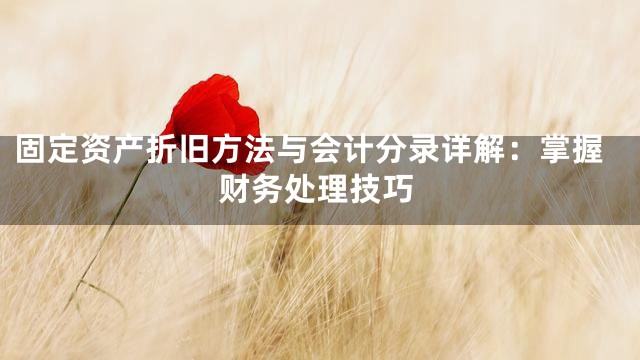 固定资产折旧方法与会计分录详解：掌握财务处理技巧