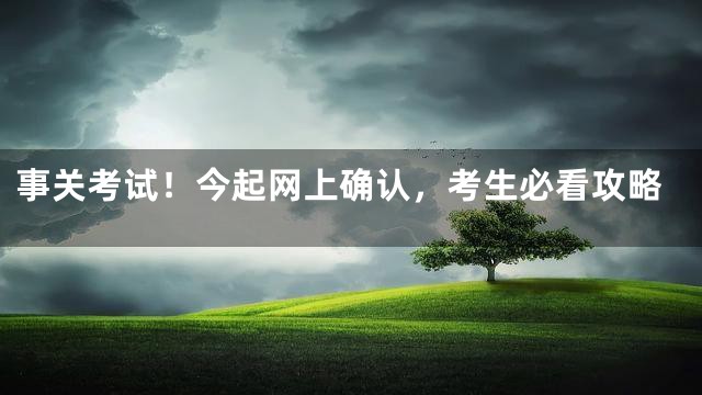 事关考试！今起网上确认，考生必看攻略