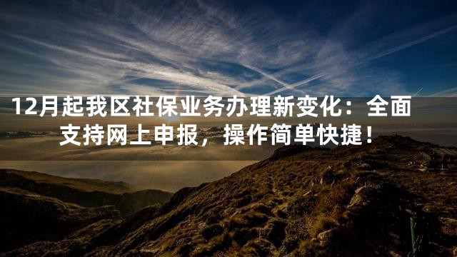 12月起我区社保业务办理新变化：全面支持网上申报，操作简单快捷！