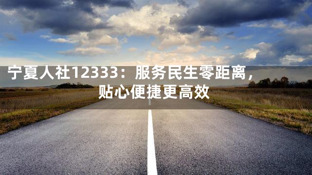 宁夏人社12333：服务民生零距离，贴心便捷更高效