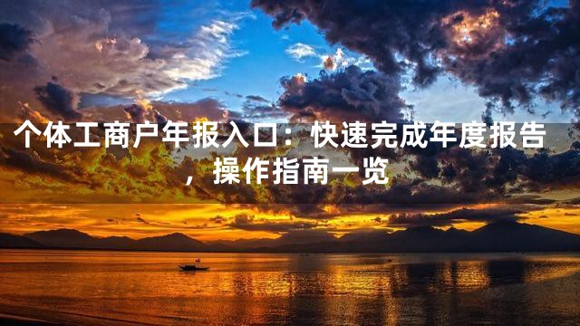 个体工商户年报入口：快速完成年度报告，操作指南一览