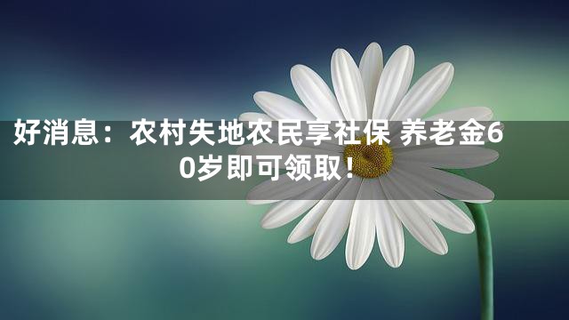 好消息：农村失地农民享社保 养老金60岁即可领取！