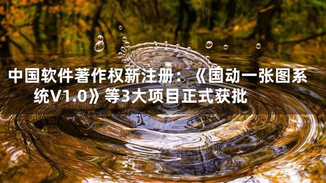 中国软件著作权新注册：《国动一张图系统V1.0》等3大项目正式获批