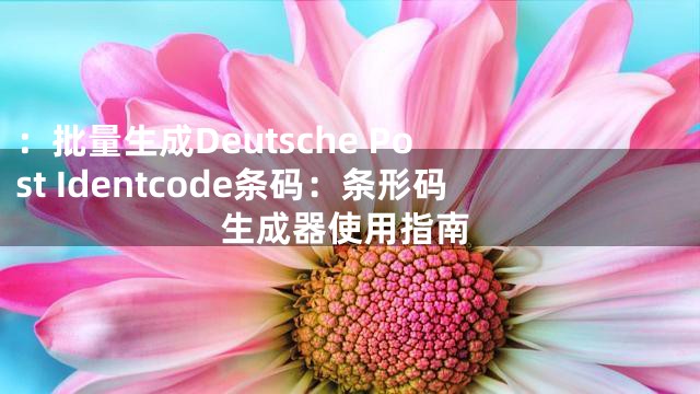 ：

批量生成Deutsche Post Identcode条码：条形码生成器使用指南