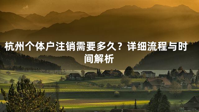 杭州个体户注销需要多久？详细流程与时间解析