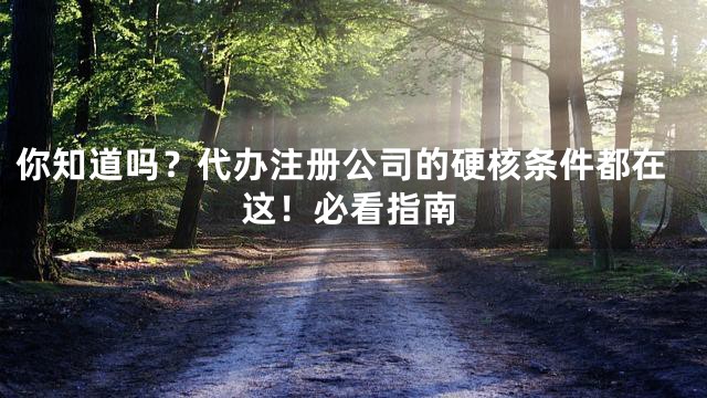 你知道吗？代办注册公司的硬核条件都在这！必看指南