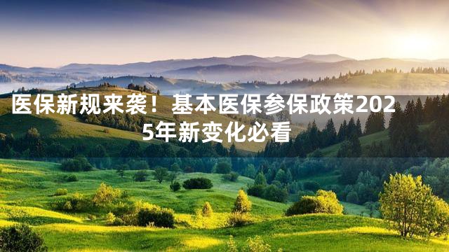 医保新规来袭！基本医保参保政策2025年新变化必看