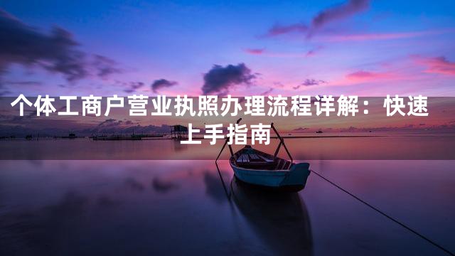 个体工商户营业执照办理流程详解：快速上手指南