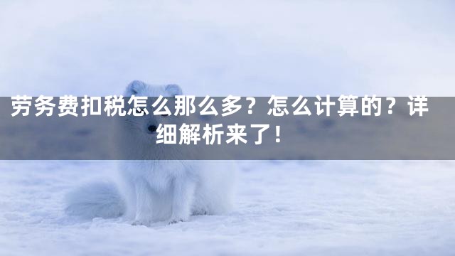 劳务费扣税怎么那么多？怎么计算的？详细解析来了！