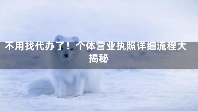 不用找代办了！个体营业执照详细流程大揭秘