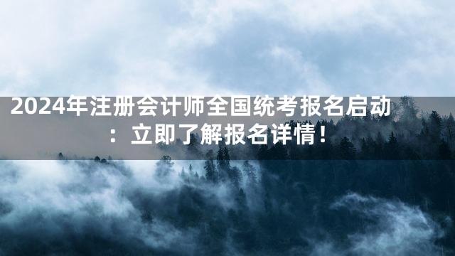 2024年注册会计师全国统考报名启动：立即了解报名详情！