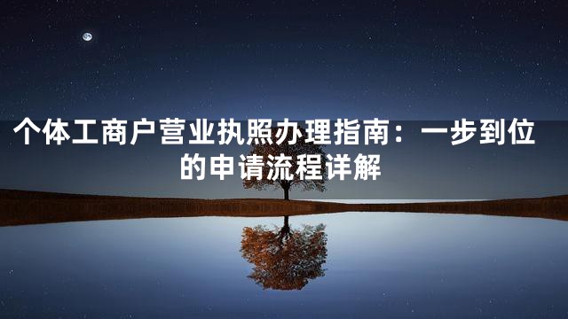 个体工商户营业执照办理指南：一步到位的申请流程详解