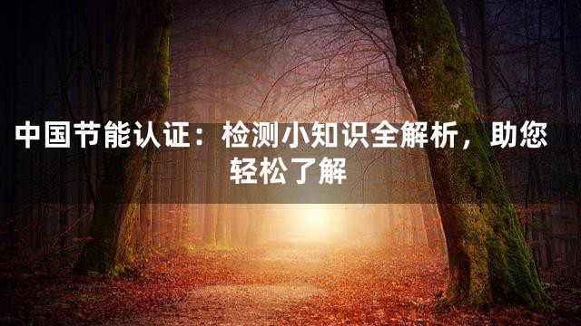 中国节能认证：检测小知识全解析，助您轻松了解