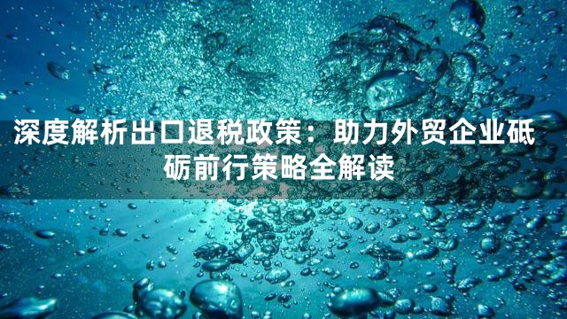 深度解析出口退税政策：助力外贸企业砥砺前行策略全解读