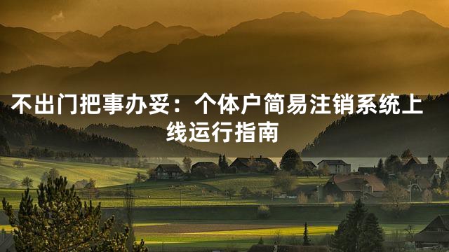 不出门把事办妥：个体户简易注销系统上线运行指南
