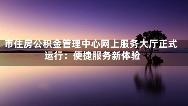 市住房公积金管理中心网上服务大厅正式运行：便捷服务新体验